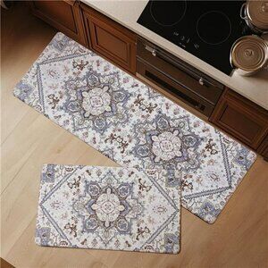 Anti Fatigue Kitchen Mats Set Boho Cushioned Waterproof Non Slip Floor Rugs